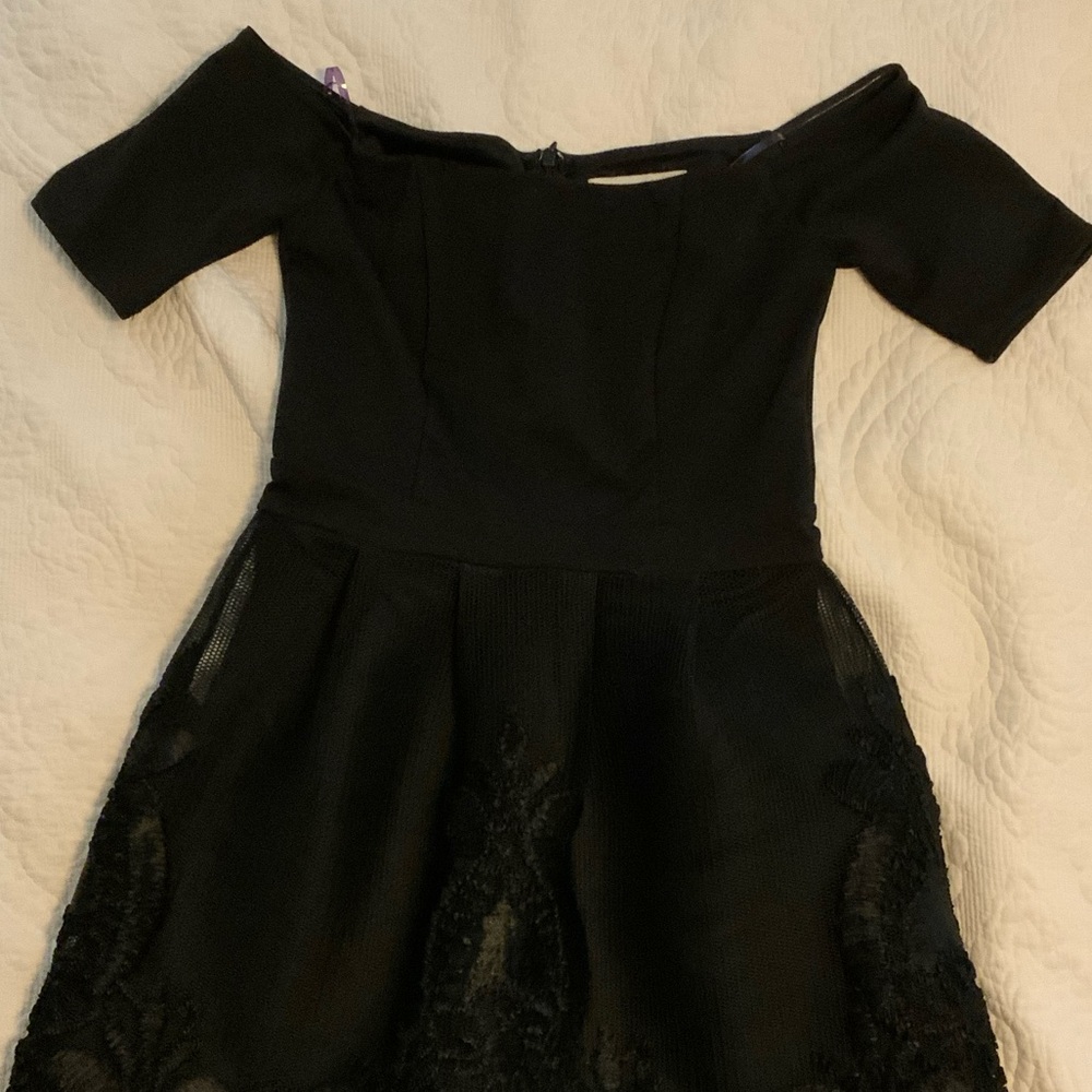 Lovely Black off the shoulder embroidered cocktail dress